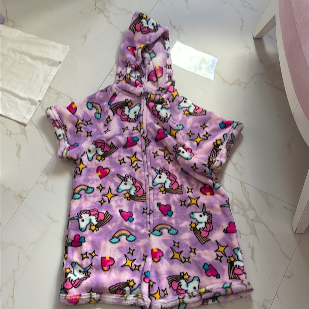 Made with Love and Kisses Unicorn Hooded Blanket Romper